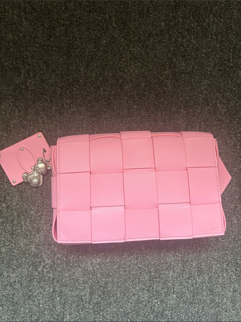 Designer Style Pink Woven Crossbody Bag Shoulder Bag
